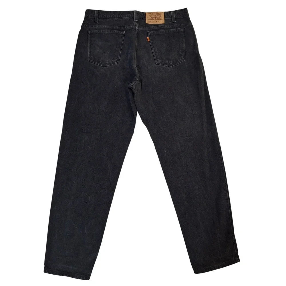 VTG Levi's 550 Relaxed Fit Tapered Leg Jeans Mens 38x32* Black Denim Orange Tab - Picture 2 of 12